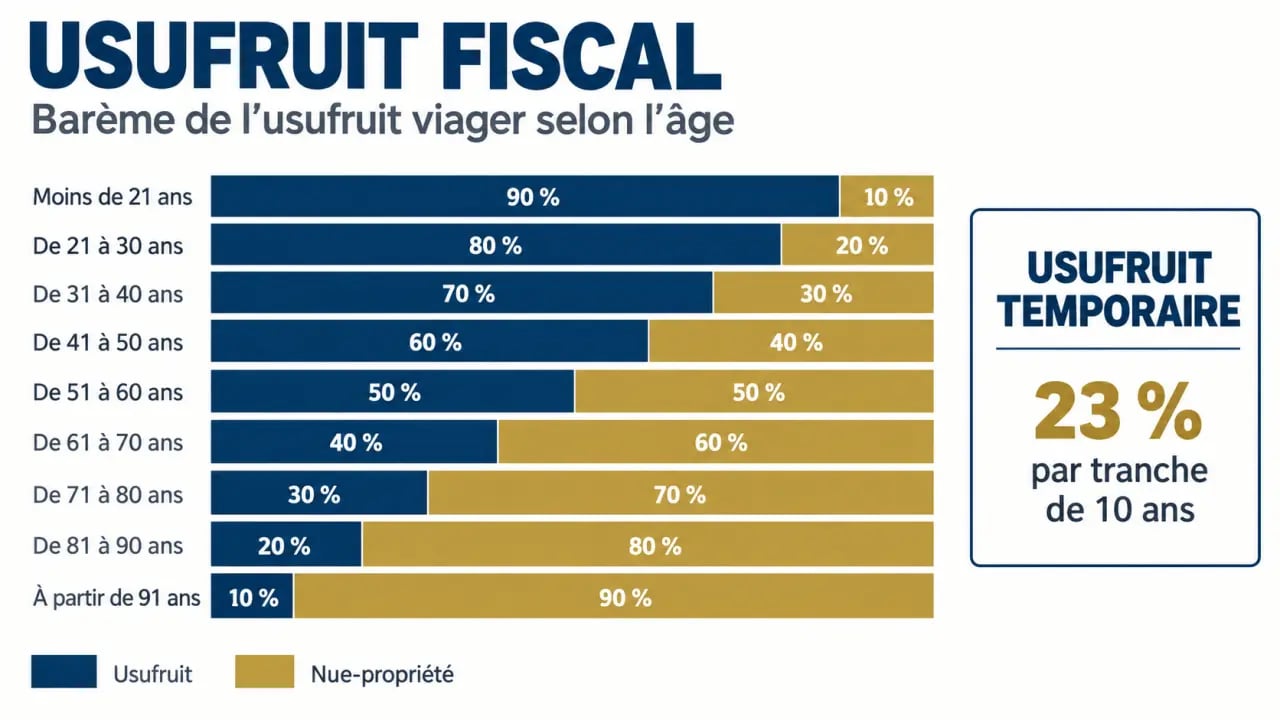 Usufruit fiscal : répartition entre usufruit et nue-propriété selon l’âge