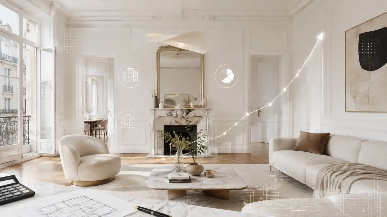 Appartement rénové lumineux, design épuré et architecture intérieure soignée